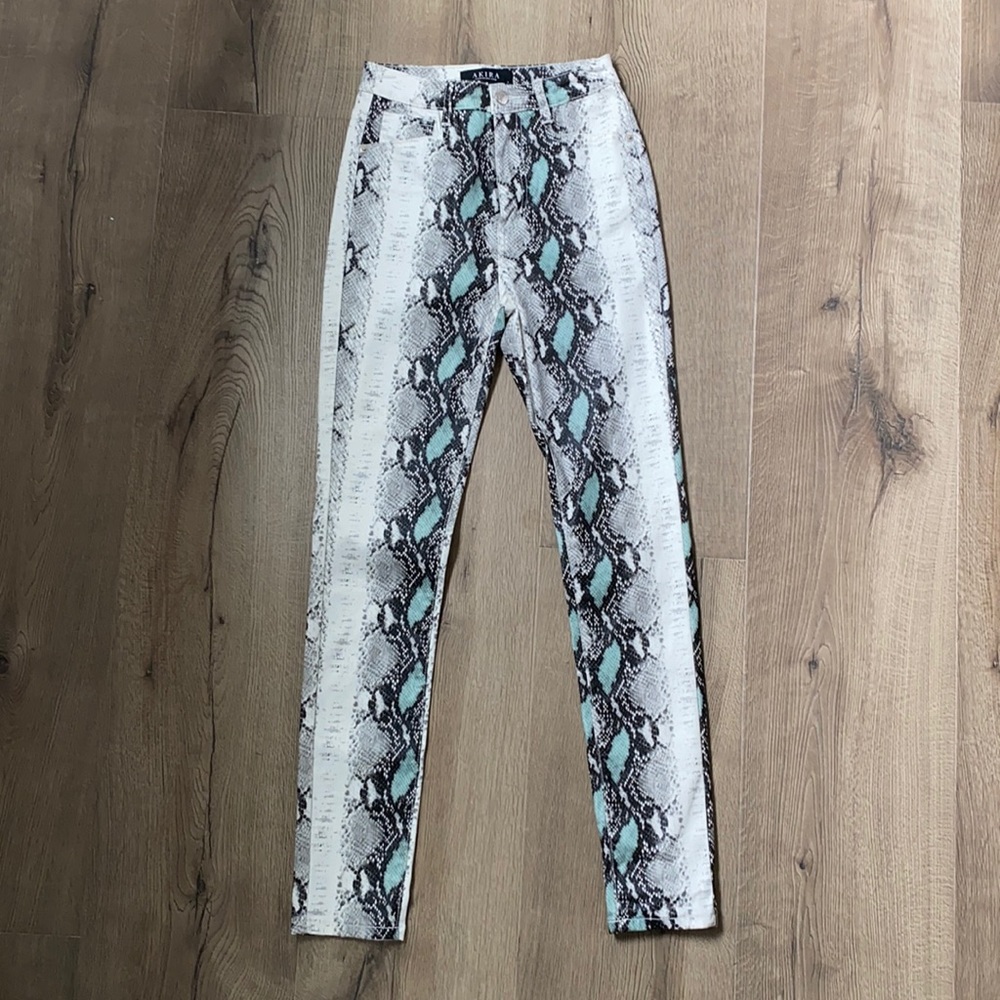 NWT High Waisted Snake Print Faux Leather Pants